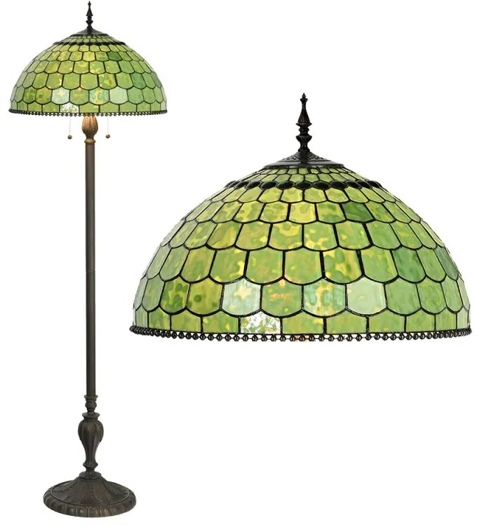 Vitráž stojaca Tiffany lampa GREEN Ø51