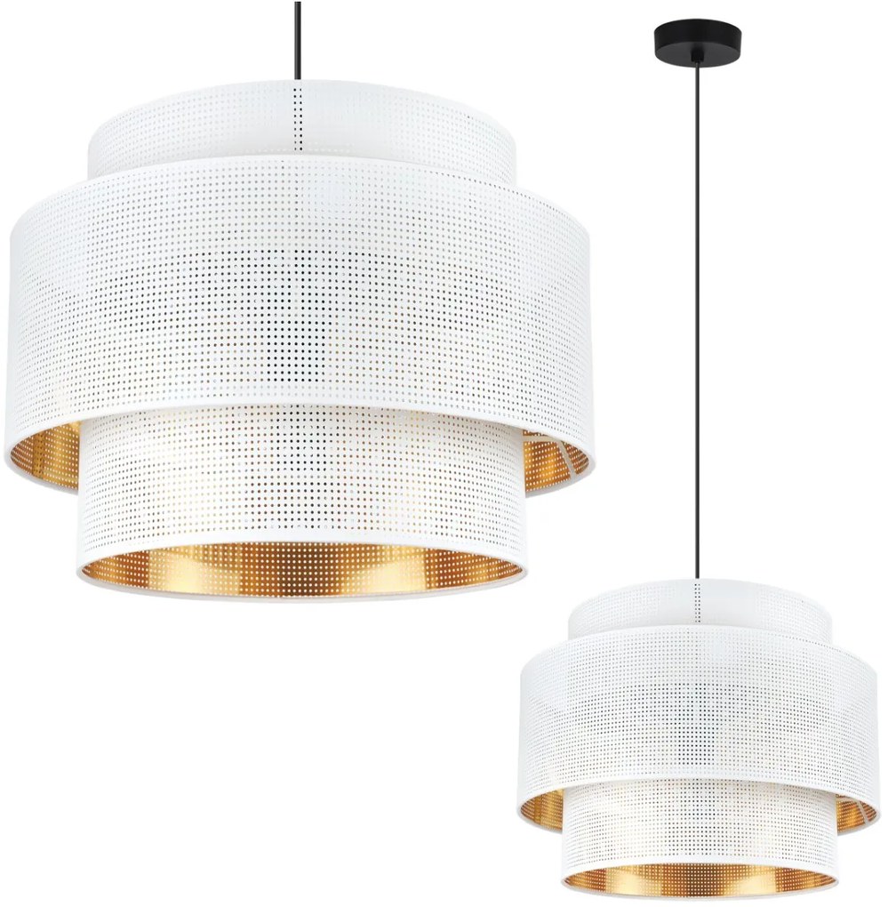 Závesné svietidlo Asti, 1x biele PVC tienidlo, (fi 40cm), g, b