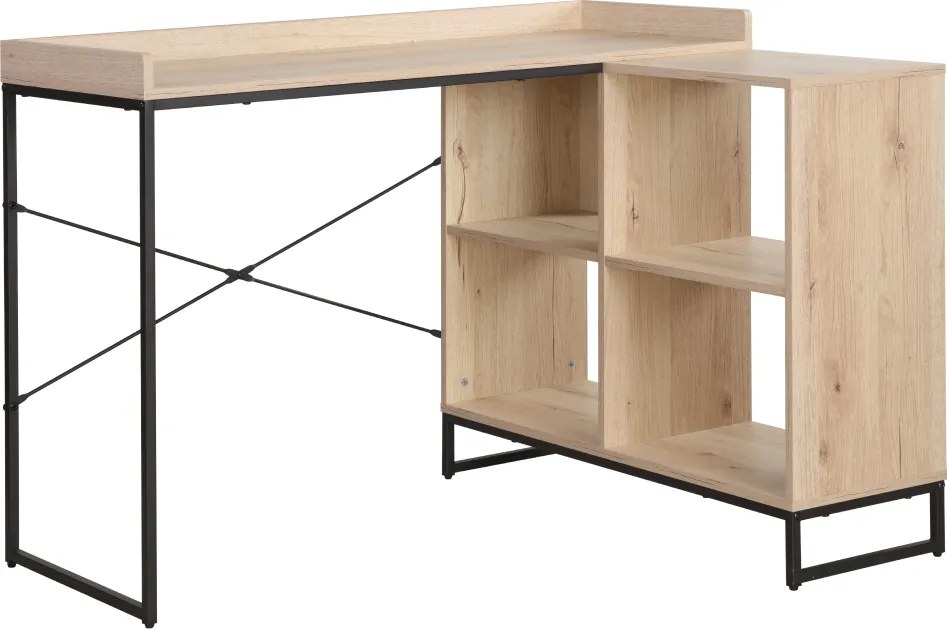 Rohový PC stôl, dub/čierna, ULOSTOL