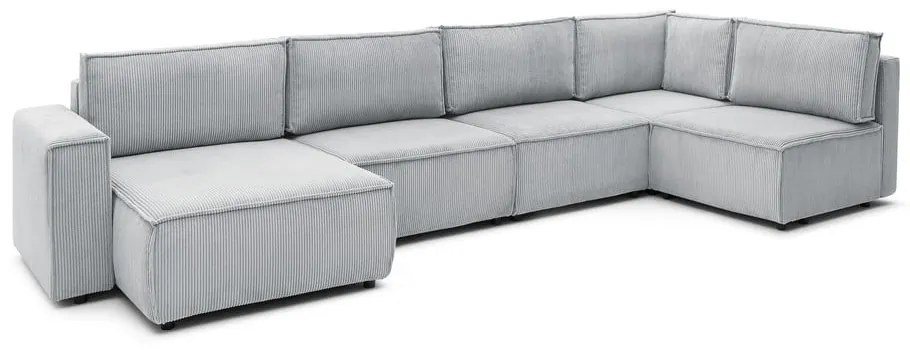 Svetlosivá menčestrová rohová pohovka (pravý roh/do tvaru "U") Nihad modular – Bobochic Paris