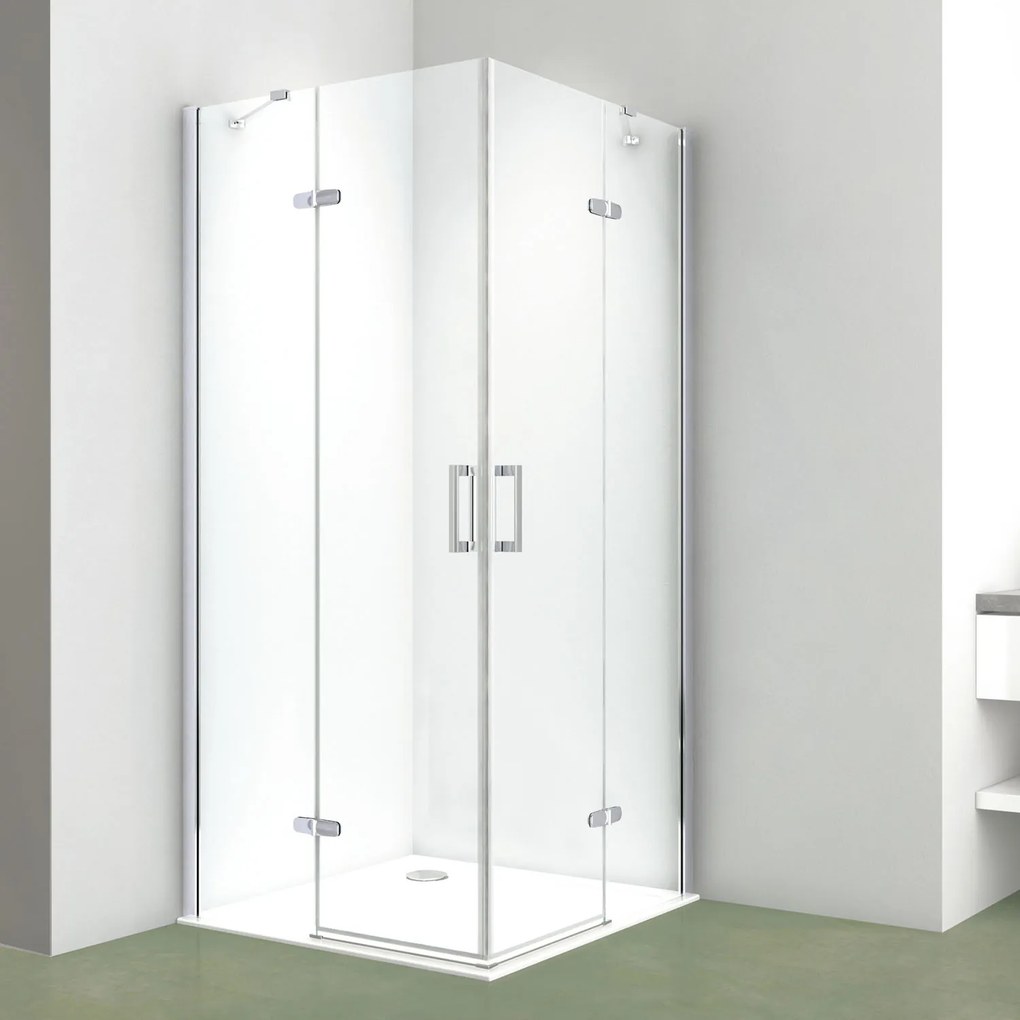 Novoterm Štvorcový sprchový kút NV-Flow 90x90 chróm/transparent - bez vaničky