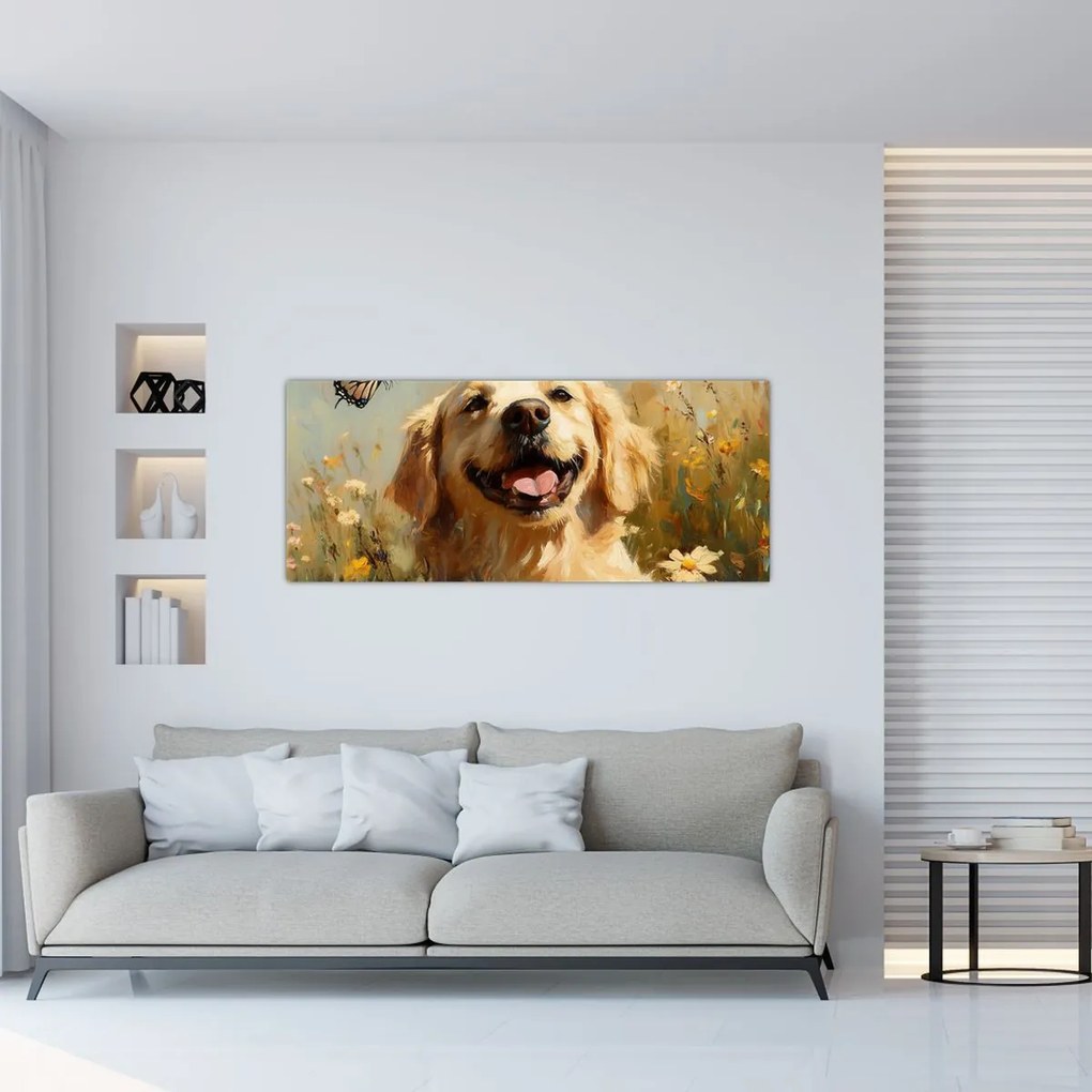 Obraz - Šťastný psík (120x50 cm)