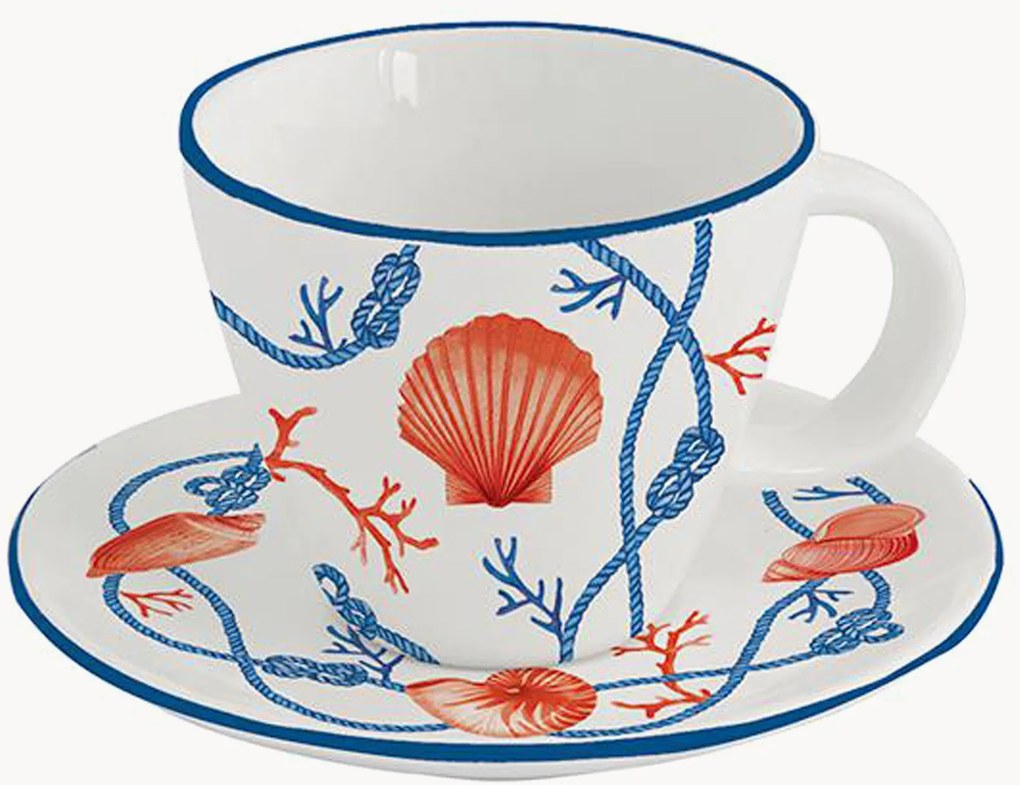 Porcelánové šálky na kávu's podšálkami Cote De Mer, 2 ks