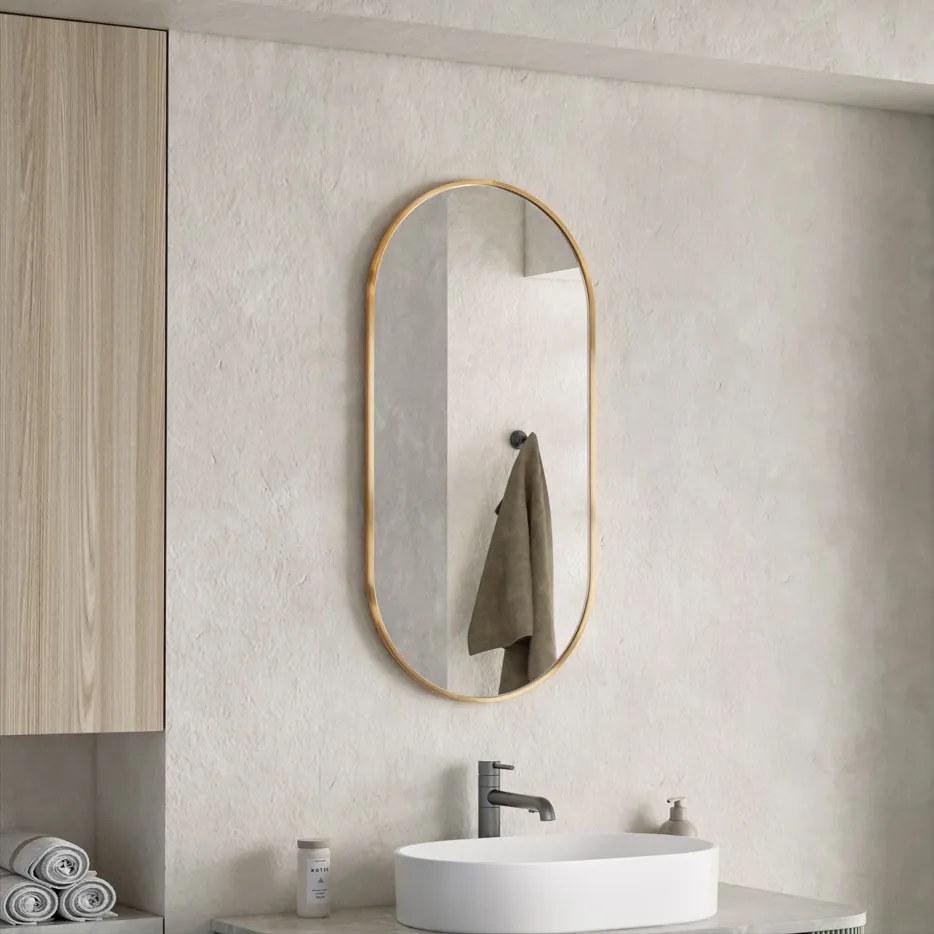 Erga Oval, oválne zrkadlo 45x90cm, zlatý rám, ERG-V01-OVAL-4590-GD