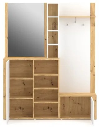 Predsieňová stena s zrkadlom KEVIN hnedá/biela