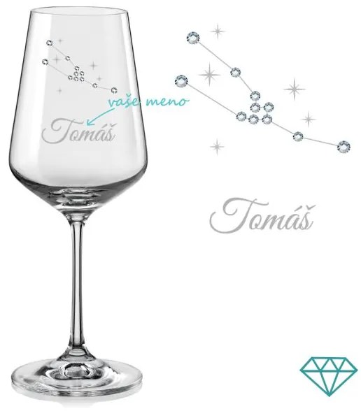 Pohár na víno súhvezdia Býka s kryštálmi