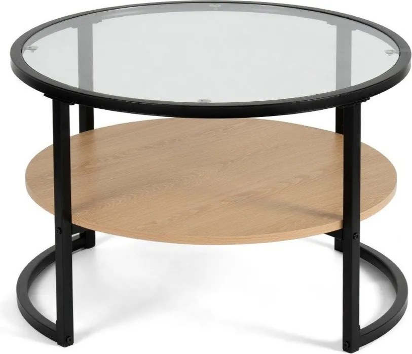 Čierny/v prírodnej farbe okrúhly konferenčný stolík v dekore duba ø 68 cm Zanu – Bonami Essentials