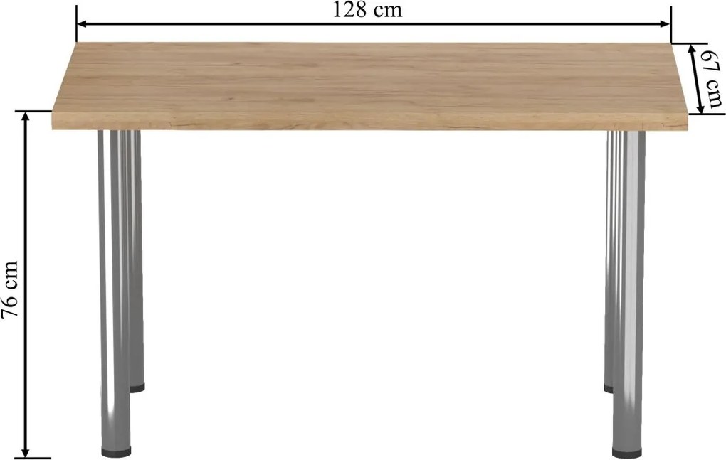 Dekorstudio Jedálenský stôl v dekore zlatého duba 128x67cm s chrómovými nohami