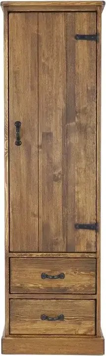 Úzky rustikálny patinovaný šatník s dvomi zásuvkami a dvierkami 57x60x190 cm
