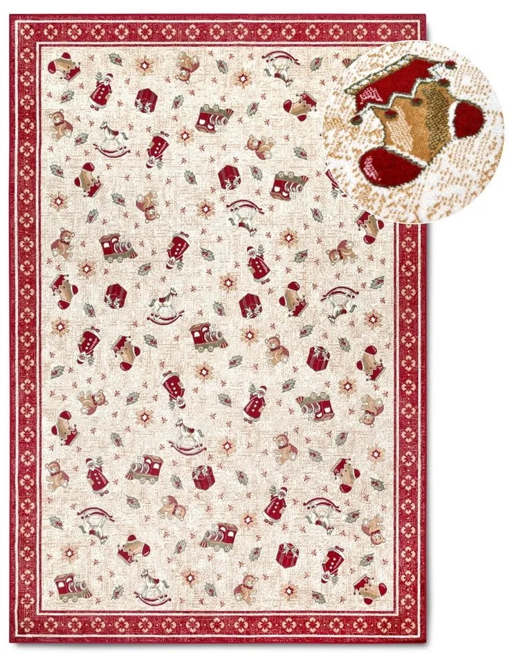 Červený koberec s vianočným motívom s prímesou bavlny 160x230 cm Toy's Delight Red Christmas – Villeroy&amp;Boch