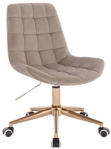 LuxuryForm DESIGN Stolička PARIS VELUR na zlatej podstave s kolieskami - latte
