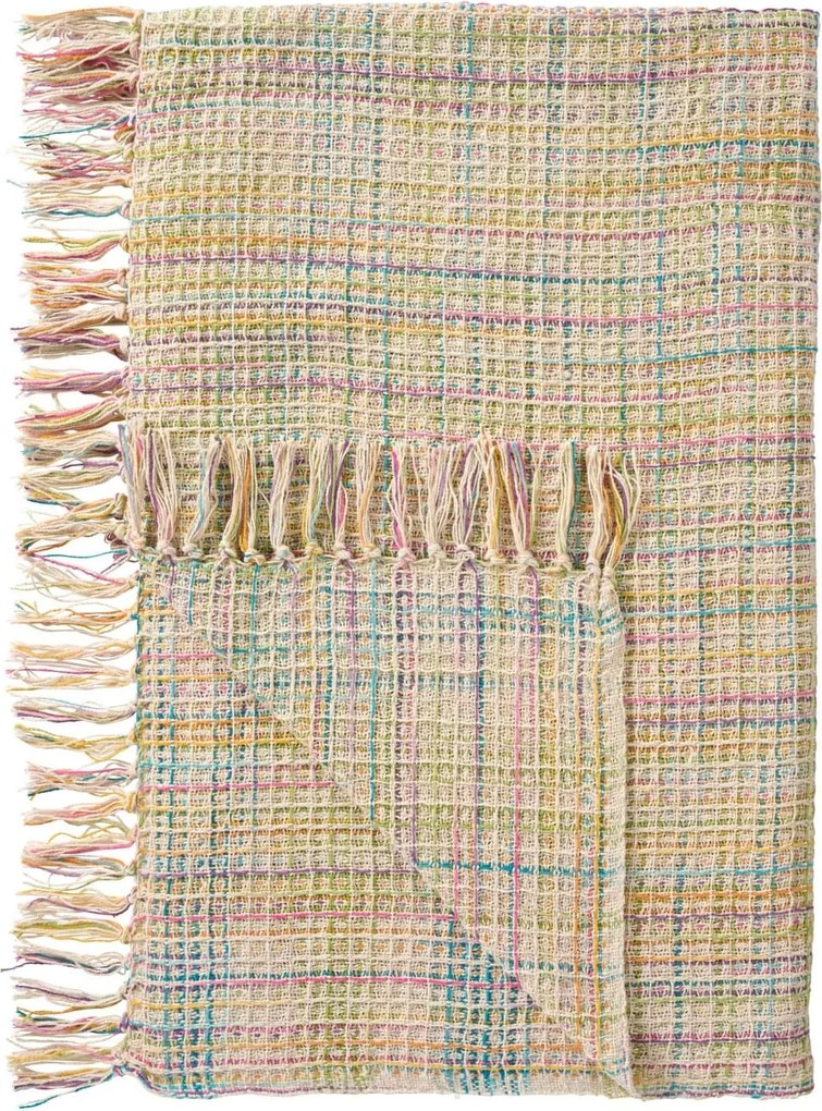 Ib Laursen Bavlněný přehoz Multicoloured mix Green 130 × 160 cm