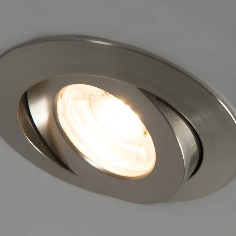 Sada 3 zabudovaných bodových svetiel oceľ vrátane LED IP44 - Relax LED