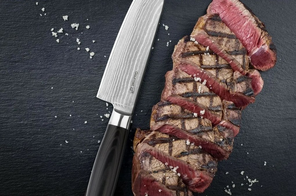 Súprava nožov G21 Gourmet Damascus v bambusovombloku, 3 kusy + brúsny kameň