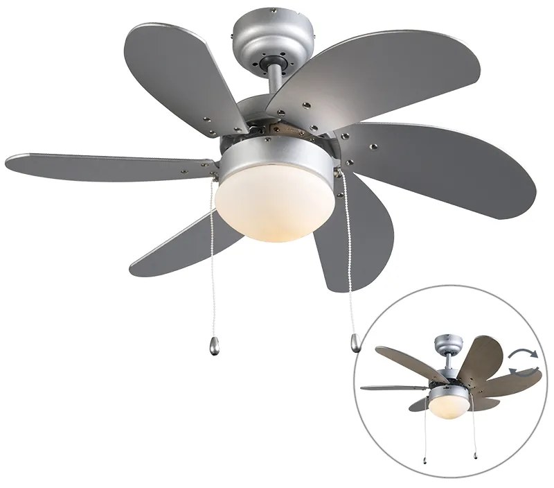 Stropný ventilátor oceľový s potlačou dreva 80 cm s ťahovým spínačom - Fresh