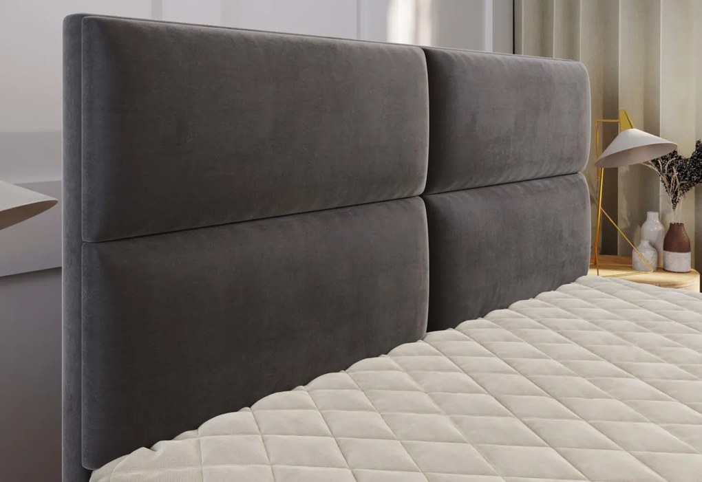Čalúnená posteľ boxspring MULEN + topper, 140x200, sawana 05