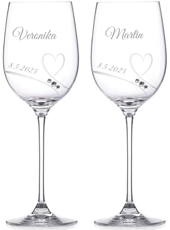 Dekorant Svadobné poháre na biele víno Romance s kamienkami Swarovski 330ml 2KS