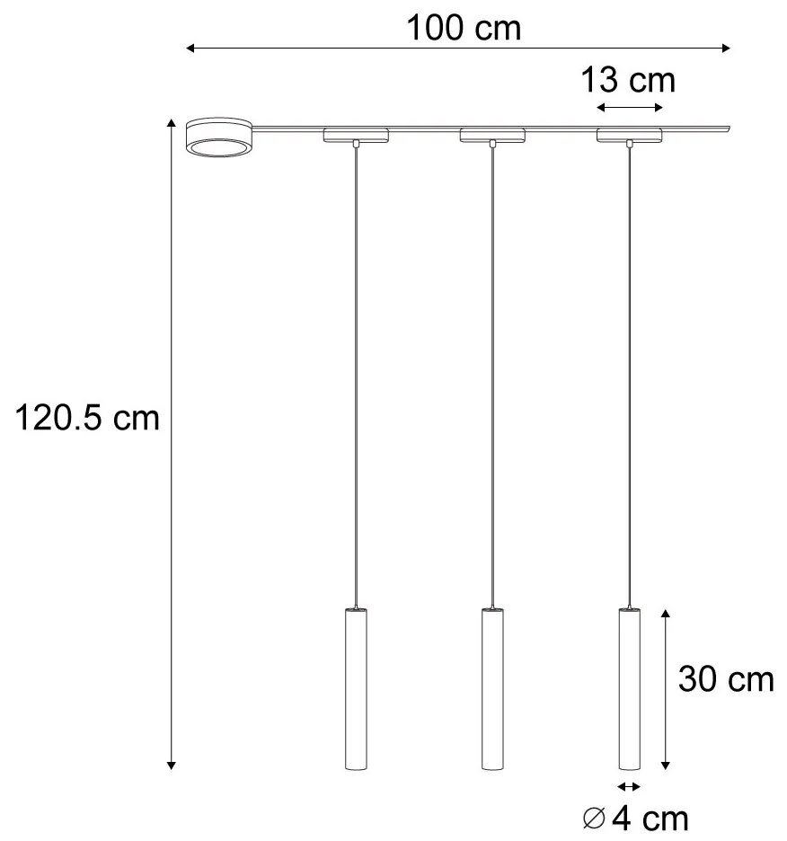 Moderný koľajnicový systém s 3 čiernymi závesnými svetlami 1-fázový - Magnetic Cassie