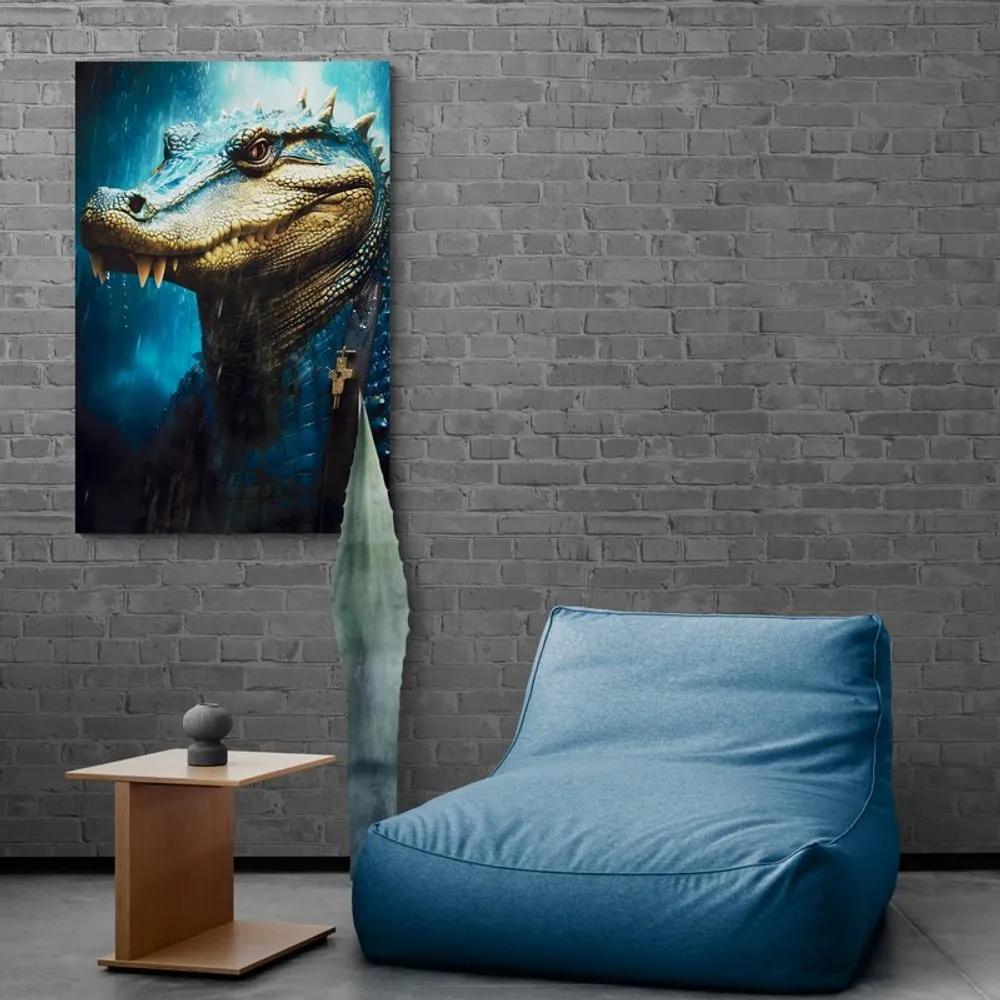 Obraz modro-zlatý krokodíl Varianta: 40x60
