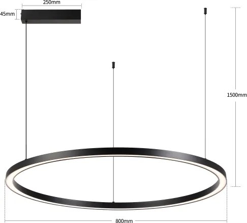 BRILAGI - PORTOFINO stmievateľné LED závesné svietidlo na lanku, LED/60W/230V, priemer 80 cm, čierne, s diaľkovým ovládaním