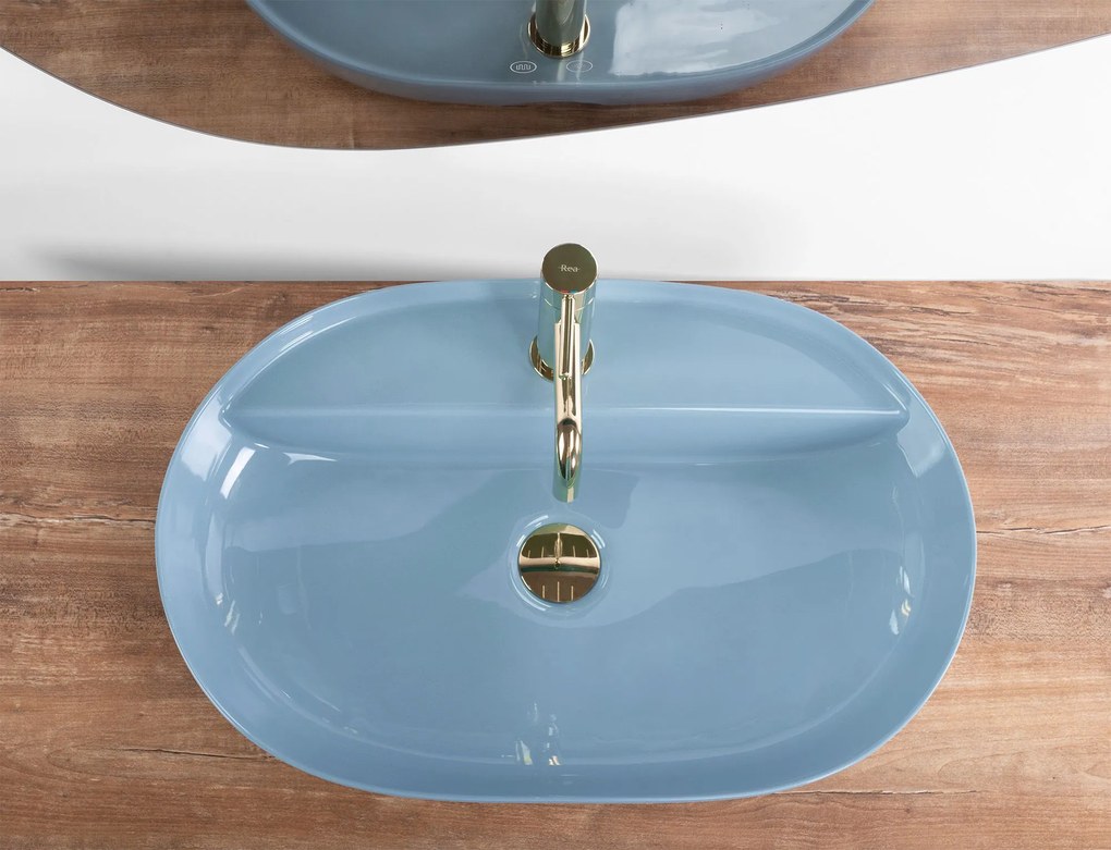 Rea Aura, umývadlo na dosku 610x410x130 mm, svetlá modrá, REA-U6618
