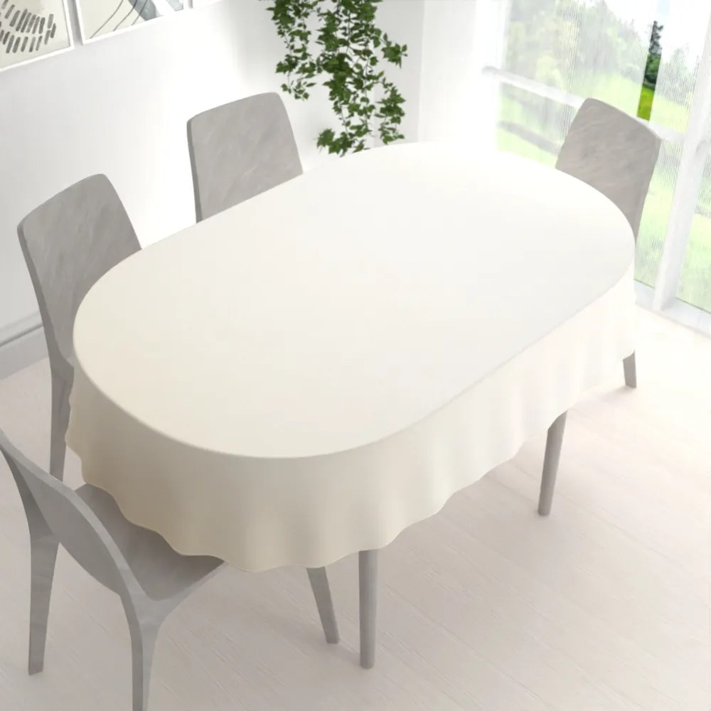 Biante Veľký teflónový oválny obrus TF-131 Šampaň bez vzoru 260x320 cm