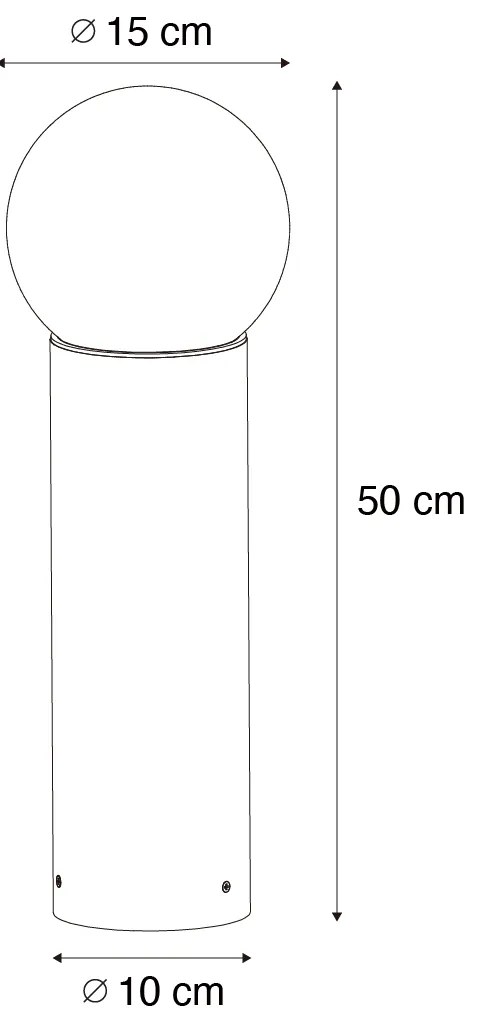 Čierna vonkajšia stojaca lampa s opálovým sklom 50 cm IP44 - Huma