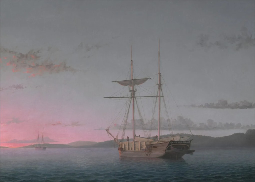 Obraz - Fitz Henry Lane, Lumber Schooners at Evening on Penobscot Bay, reprodukcia (70x50 cm)