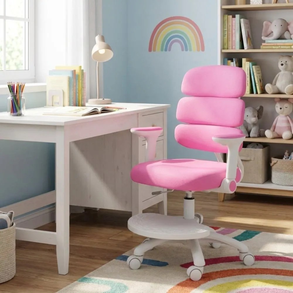 Detská rastúca stolička Neoseat KIDDY THREE — látka, prateľný poťah, tmavo ružová