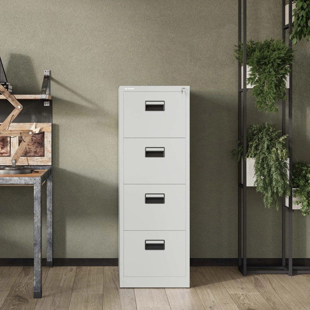 Kovová kartotéka, 4 zásuvky SARA V4, 460 x 1320 x 620 mm, šedá
