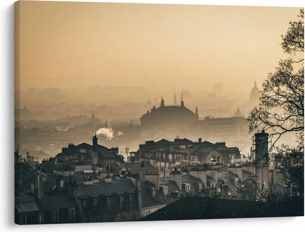 Obraz - Mesto pod hmlou (70x50 cm)