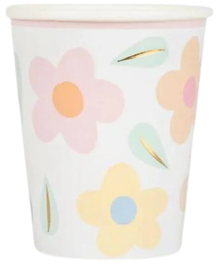 Meri Meri Papierové poháre Happy Flowers 256 ml – set 8 ks