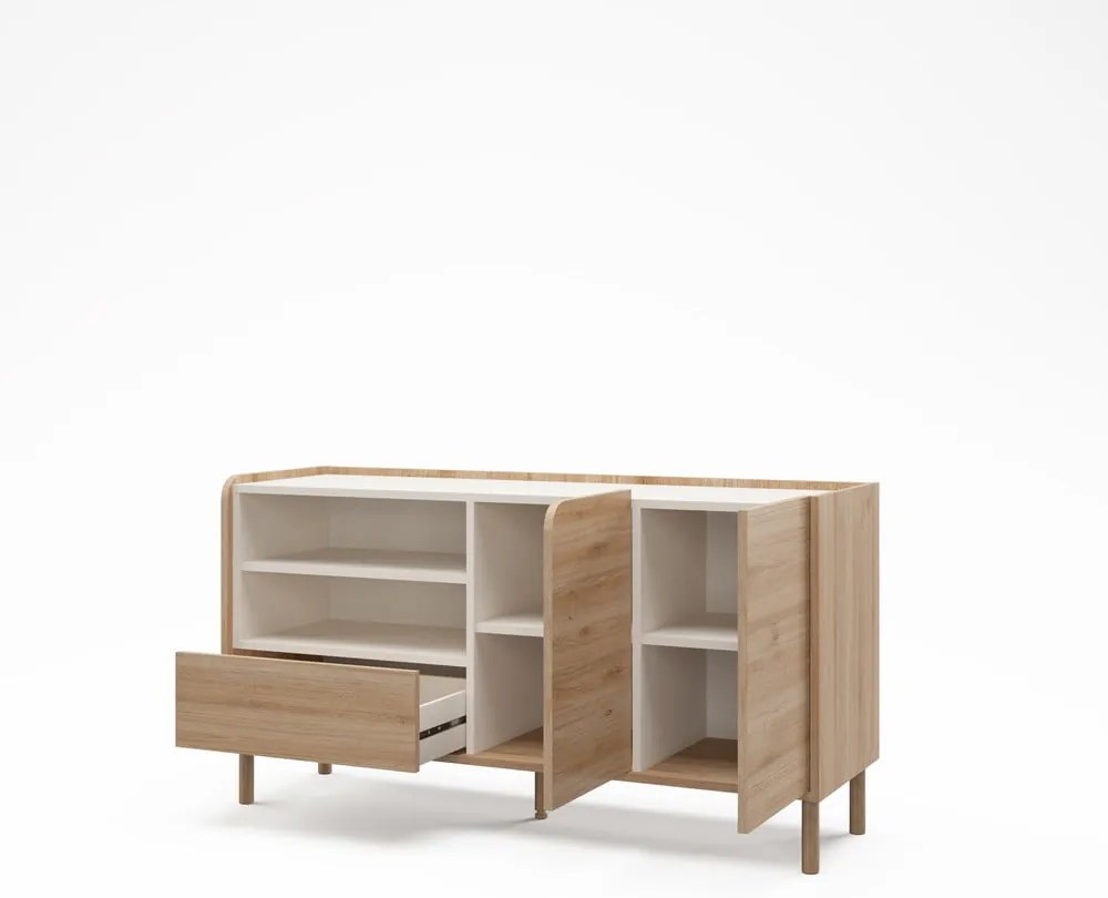 Komoda v dekore duba v prírodnej farbe 141x75,5x44 cm Monza – Marckeric