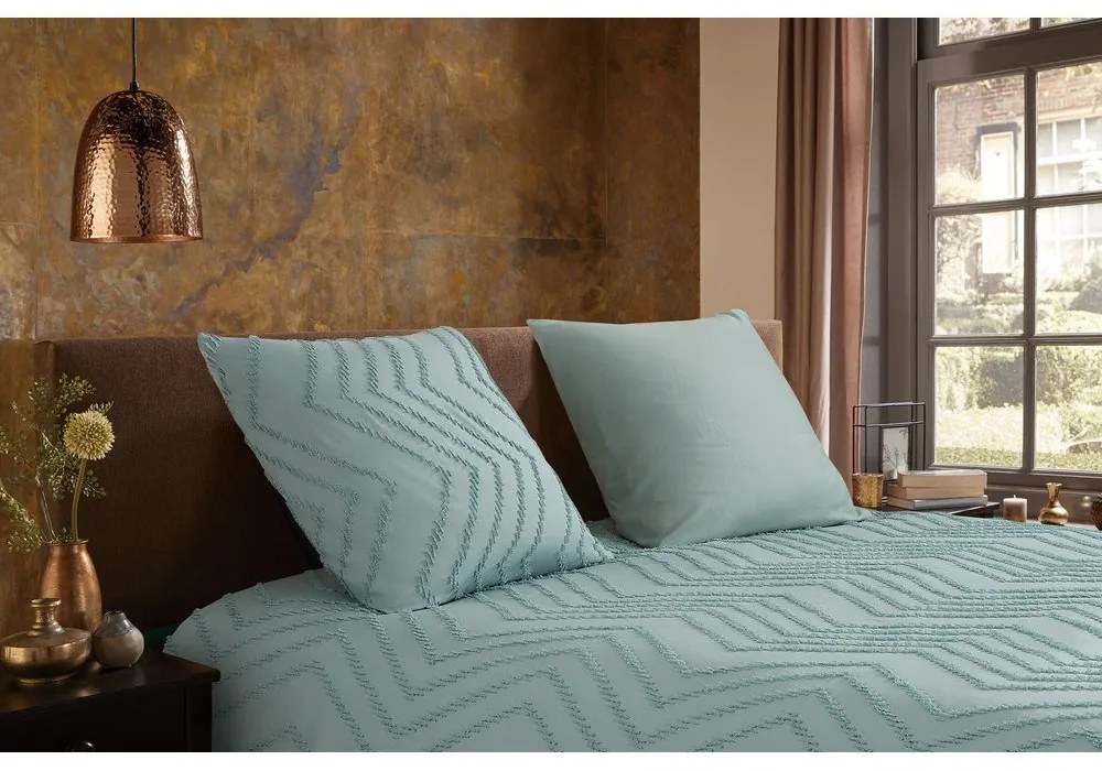 Svetlozelené predĺžené obliečky na jednolôžko z mikrovlákna 140x220 cm Pure Zigzag – Good Morning