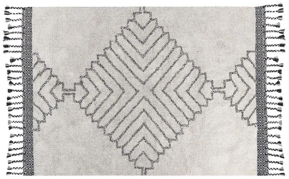 Bavlnený koberec 140 x 200 cm biela/čierna ERAY Beliani