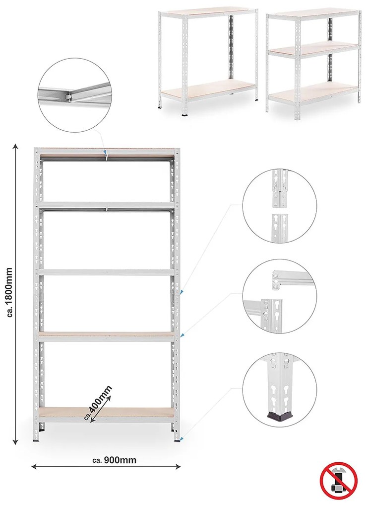 Trestles SUPER HIT - Policový regál 1800x900x400 pozinkovaný