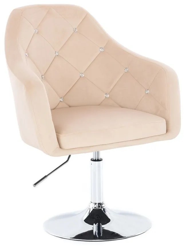 LuxuryForm DESIGN Kreslo ROMA VELUR na striebornom tanieri - krémové