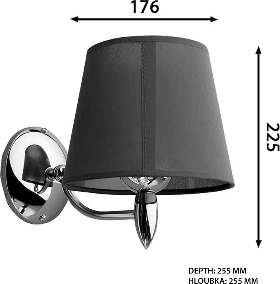 SAPHO - HANBO nástenné svietidlo E27, 60W, 230V, IP21, chróm, AU526