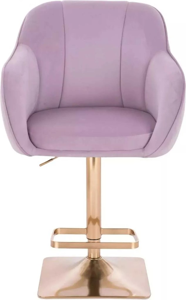 LuxuryForm DESIGN Barová stolička AVOLA VELUR na zlatej hranatej podstave - levanduľa