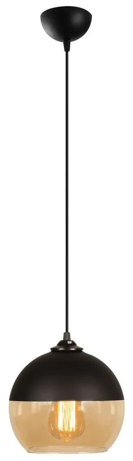 Závesné svietidlo v okrovožltej a čiernej farbe so skleneným tienidlom ø 20 cm Camini – Opviq lights