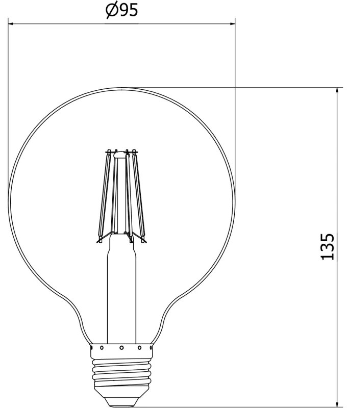 Mexen Vintis, LED žiarovka E27, G95, 4W, Teplá - 2200K, 280 lm, dymová - L157-E27-0422-70