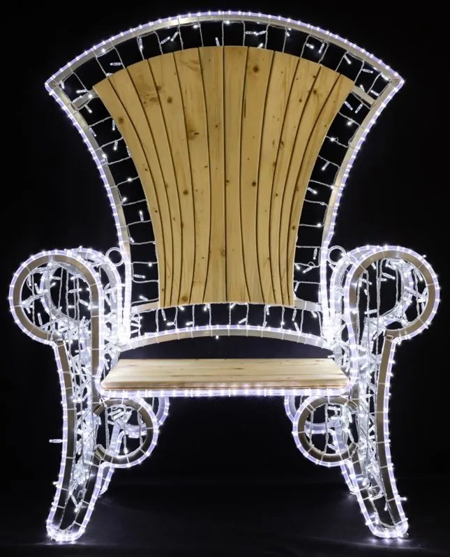 DECOLED Vianočná vonkajšia stolička, 850 LED, drevené sedadlo, 36V, 36W