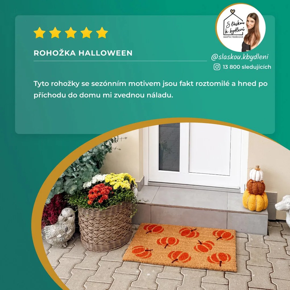 Hanse Home, Rohožka Halloween oranžové tekvice 105677 – na von aj na doma, 45x75, oranžová, chodba / predsieň