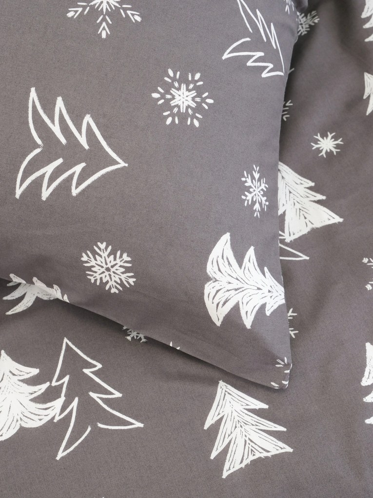 Vianočné bavlnené obliečky Renforcé - Stromčeky sivé