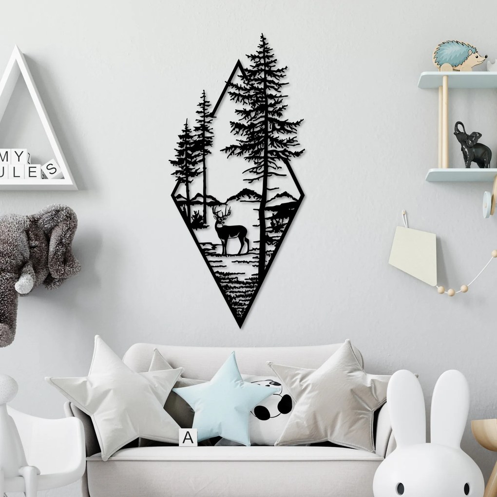 Nástenná kovová dekorácia Jeleň I. čierna