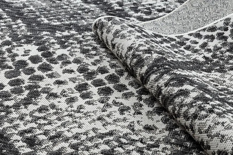 Dywany Łuszczów, Kusový koberec Sion Sisal Snake`s skin 22162 ecru/black – na von aj na doma, 200x290, šedá, chodba / predsieň