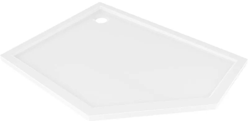 Mexen Flow Slim, ľavostranná päťuholníková sprchová vanička 100 x 80 cm, biela lesklá, 46P108010L