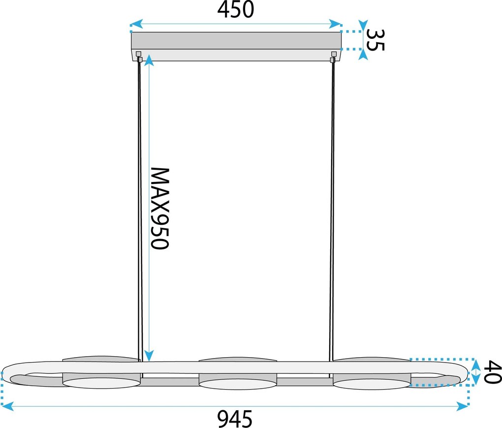 Toolight Toolight, stropné svietidlo 95cm, 200W, 5000lm, G135-CP, zlatá, OSW-02611
