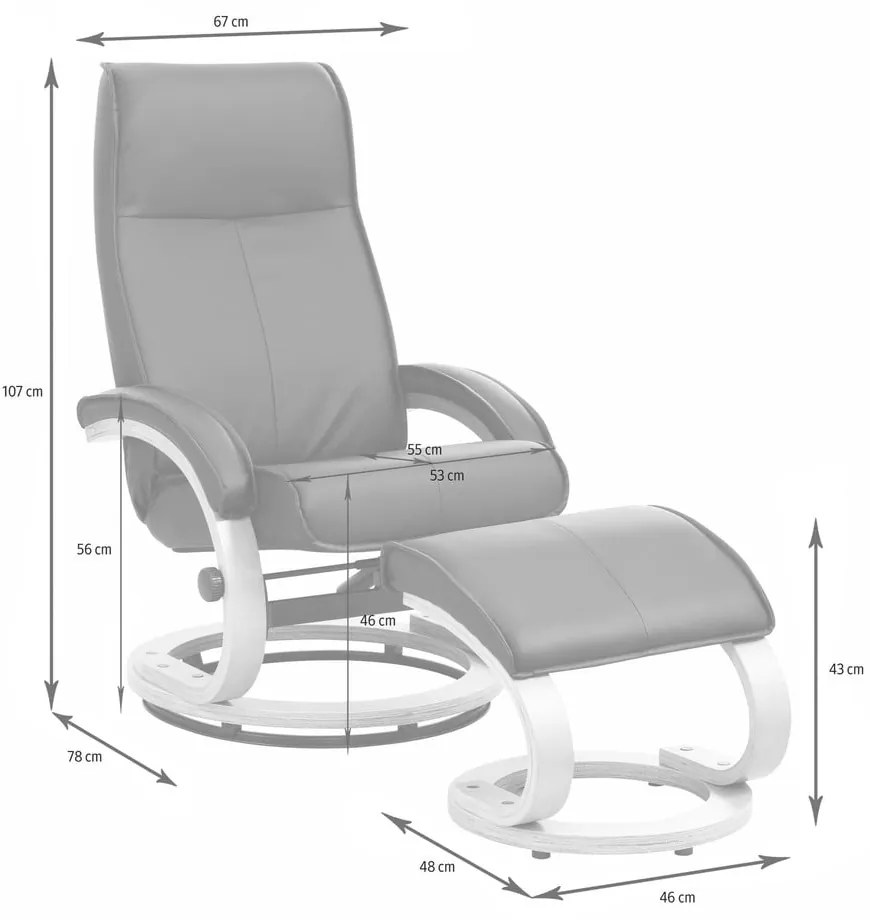 Set sivého polohovacieho kresla a podnožky s poťahom z textílie Støraa Rika