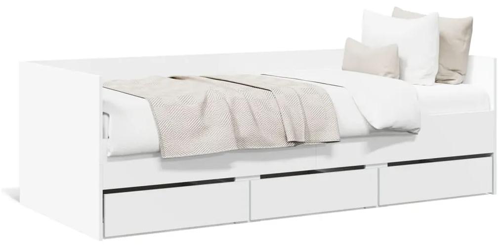 Denná posteľ so zásuvkami biela 90x190 cm kompozitné drevo 3280825